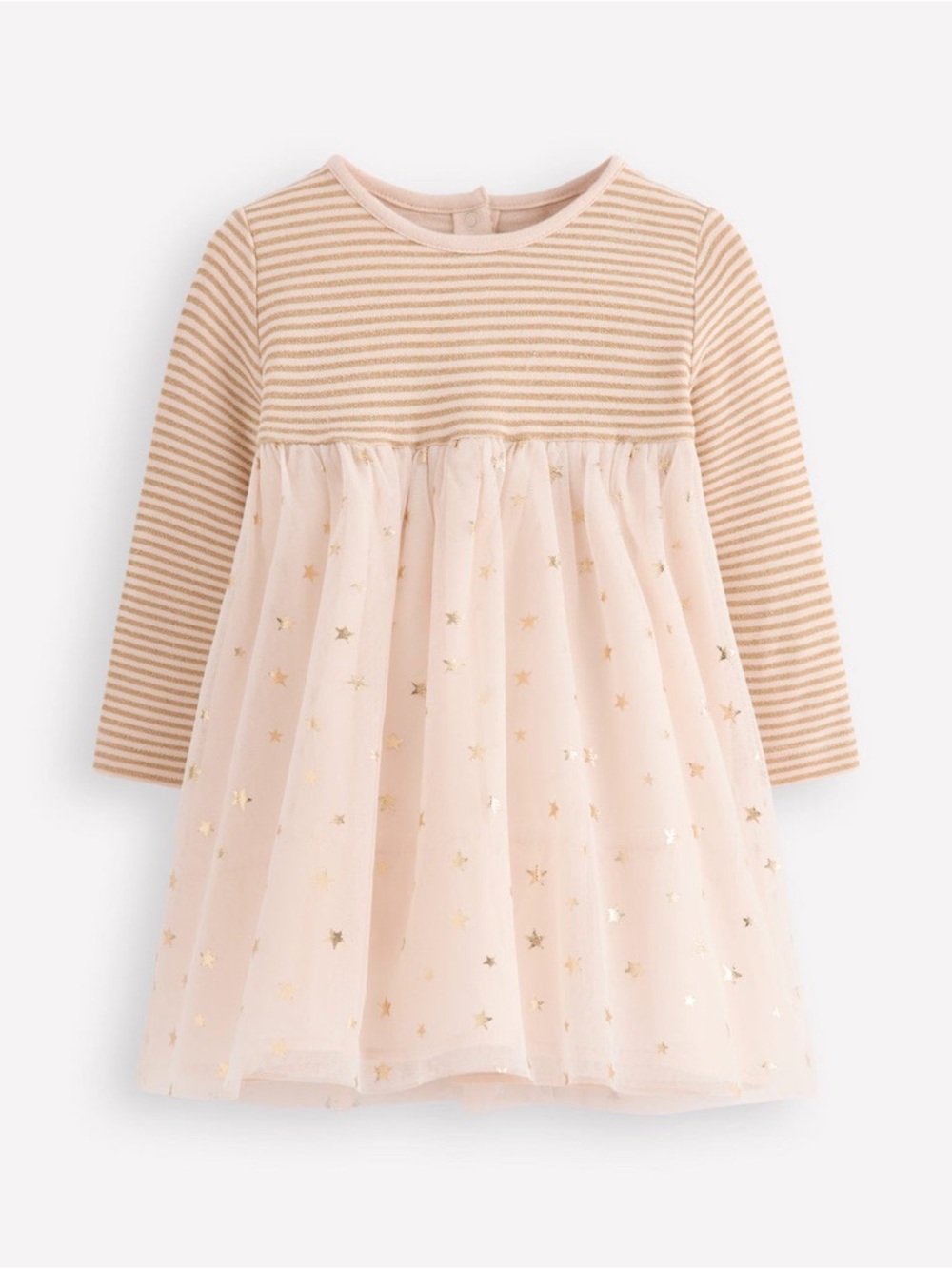 Baby Boden Soft Jersey Tulle Dress; Ivory and Gold Star; Like New